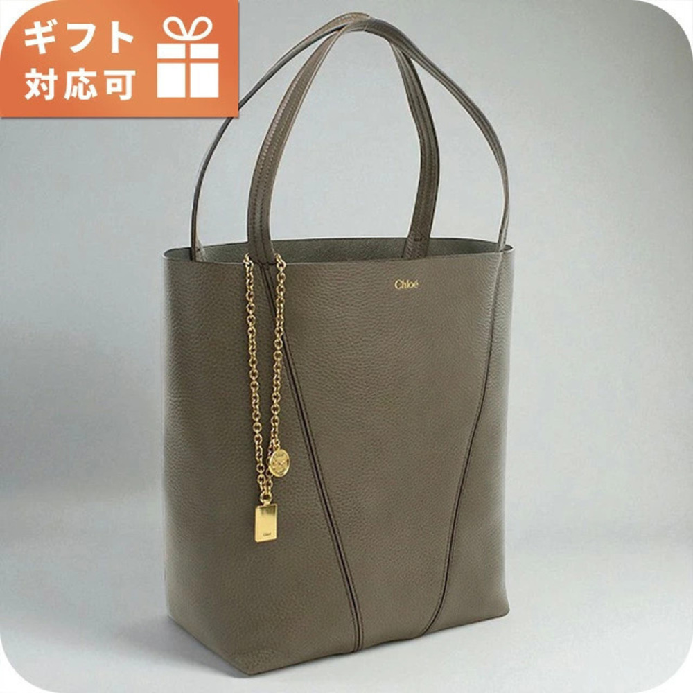Chloe Spin Leather Tote Silhouette Dual Strap Black